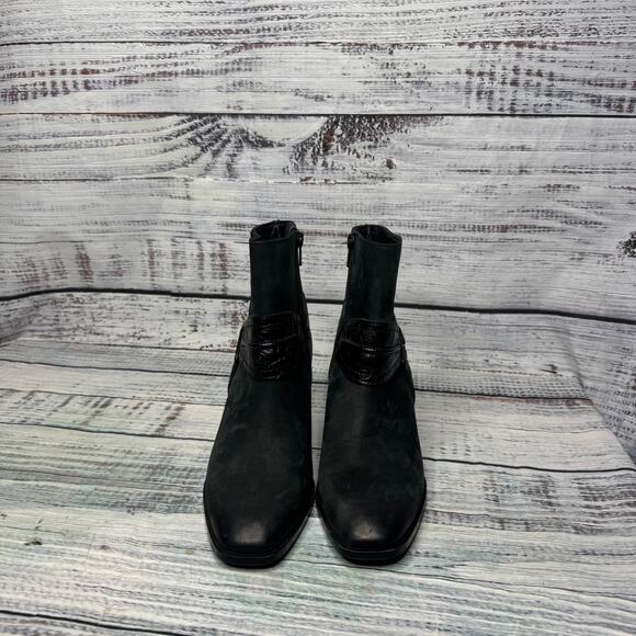 Vionic Carnelia Black Ankle Boots Leather Block Heel Orthotic Comfort 6.5 - Picture 7 of 8